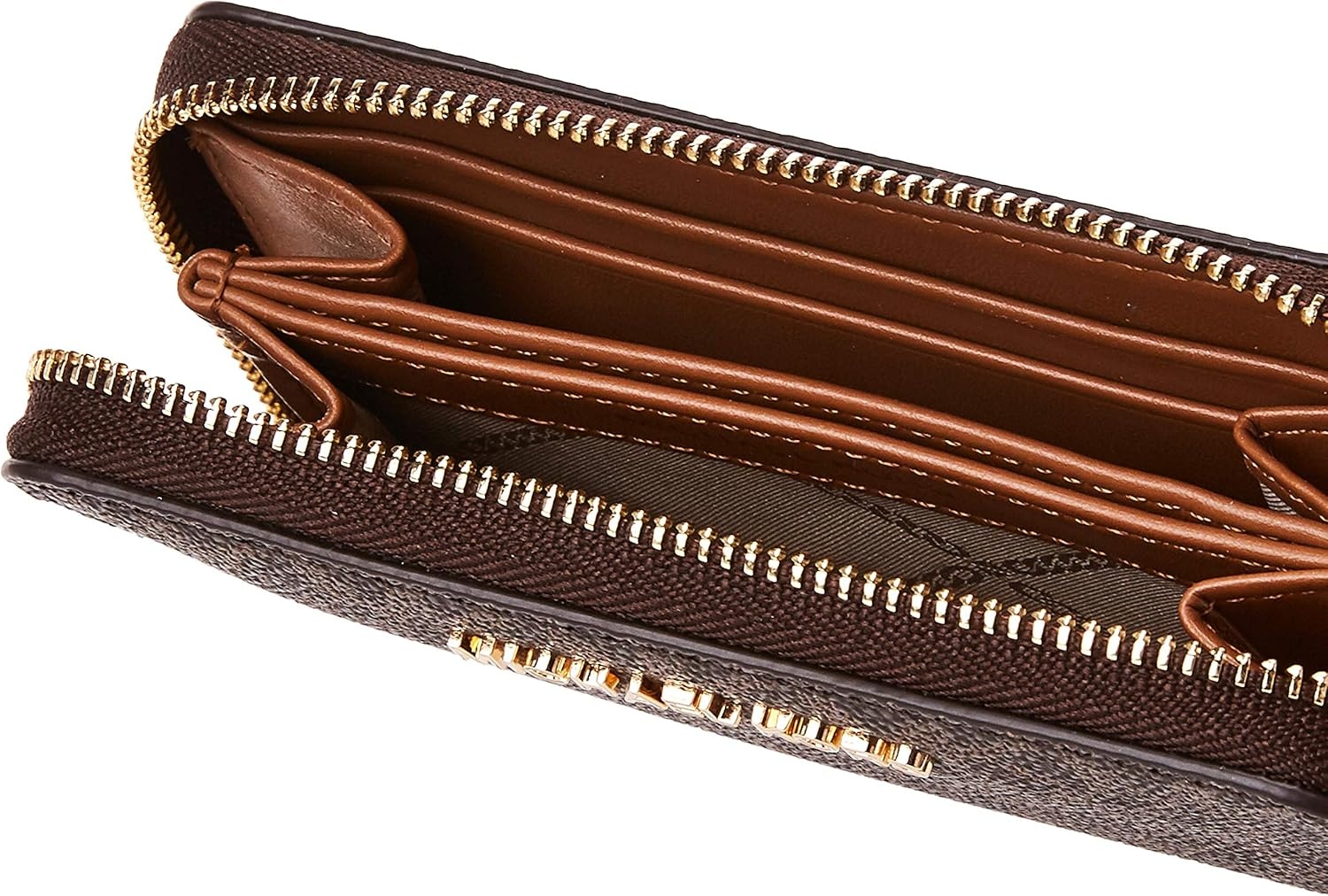 image:imageMichael Kors Jet Set Small Zip Around Card CaseGoldtone HardwareBrownAcorn