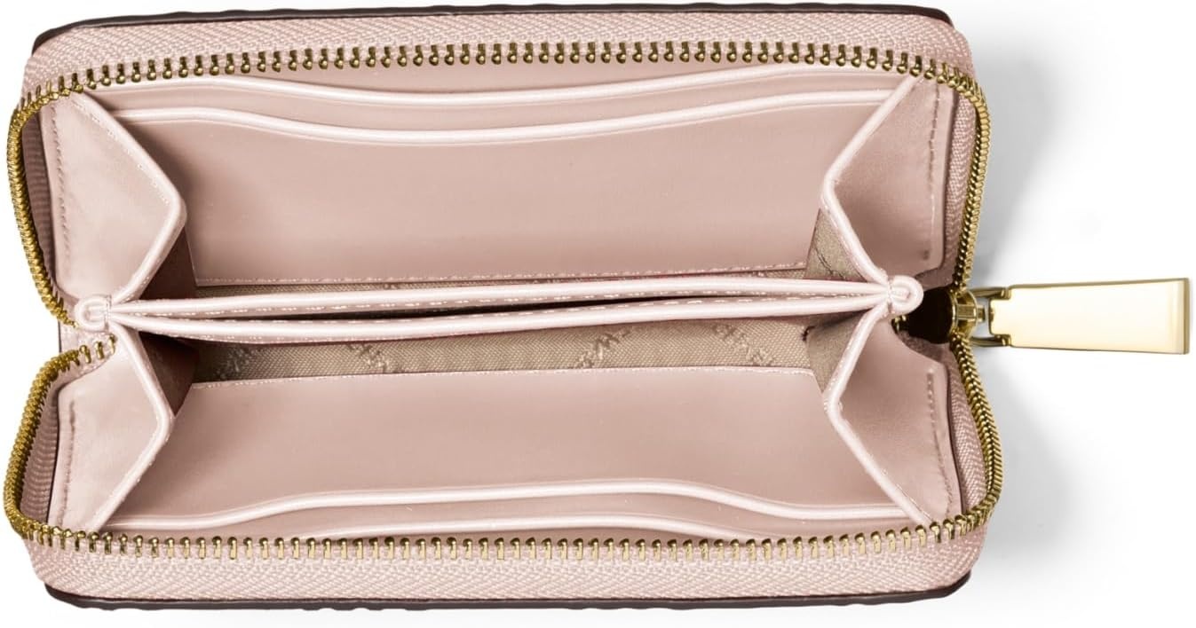 image:imageMichael Kors Jet Set Small Zip Around Card CaseGoldtone HardwareMk Embossed GlitterBallet