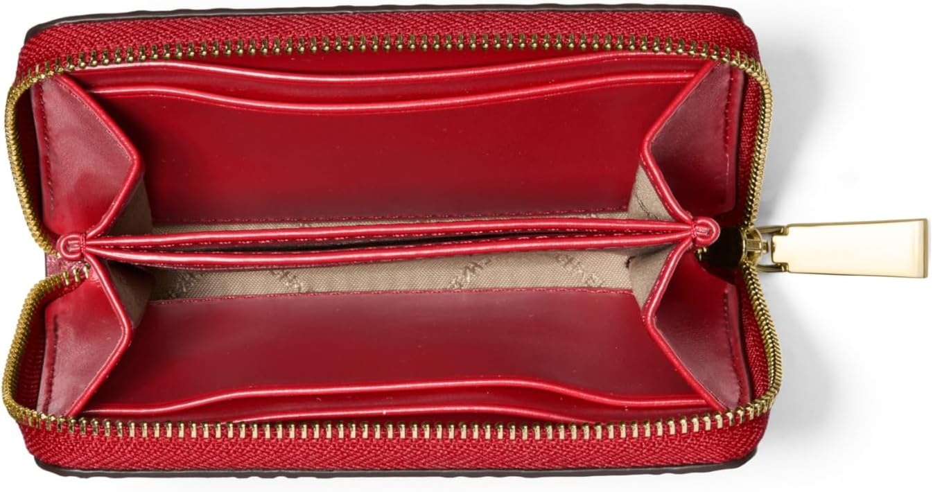 image:imageMichael Kors Jet Set Small Zip Around Card CaseGoldtone HardwareMk Embossed GlitterCrimson