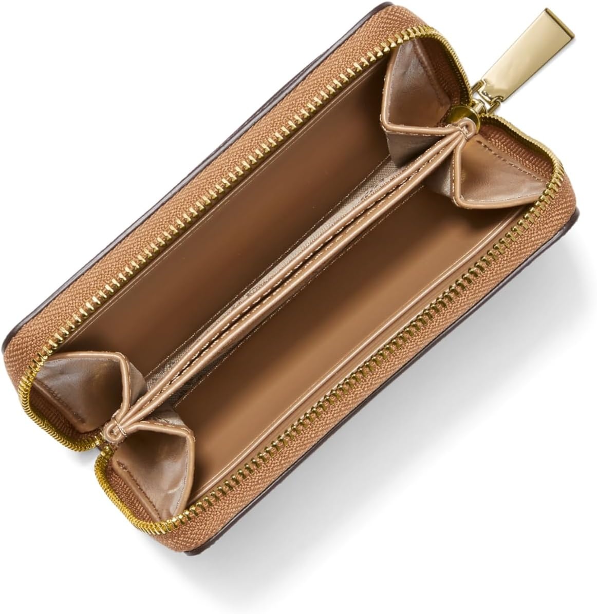 image:imageMichael Kors Jet Set Small Zip Around Card CaseGoldtone HardwareMk Signature Coated TwillHusk
