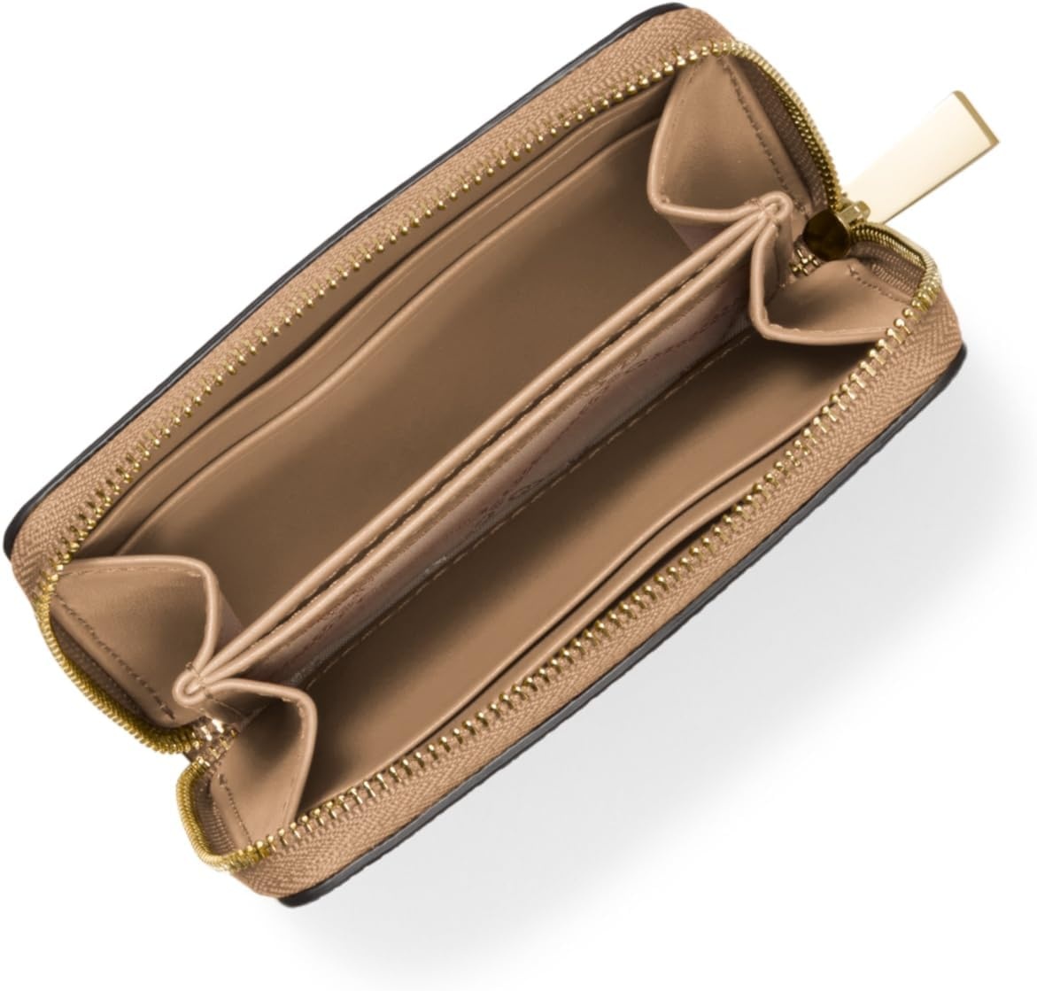 image:imageMichael Kors Jet Set Small Zip Around Card CaseGoldtone HardwarePebble LeatherHusk
