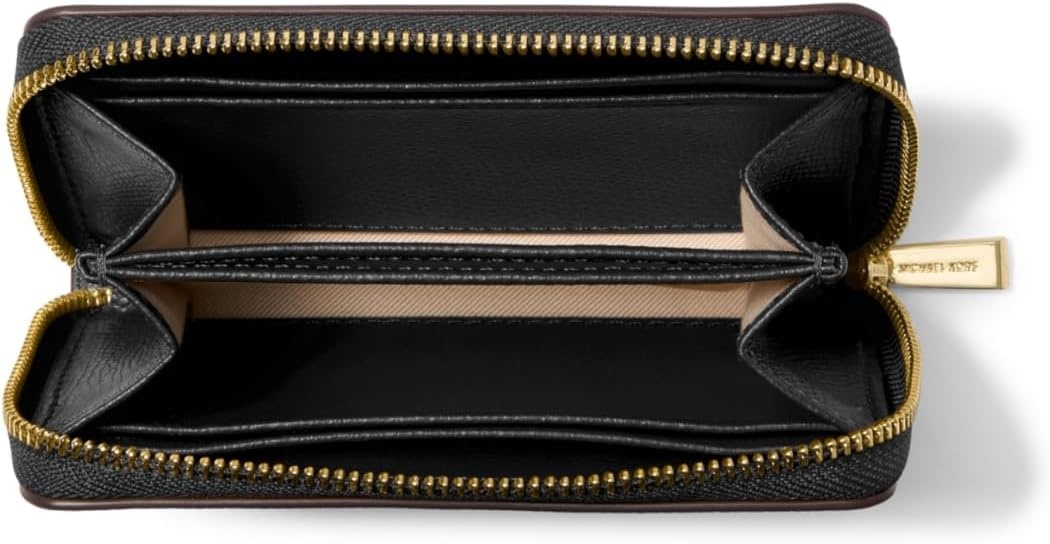 image:imageMichael Kors Jet Set Small Zip Around Card CaseGoldtone HardwareSahara LeatherBlack