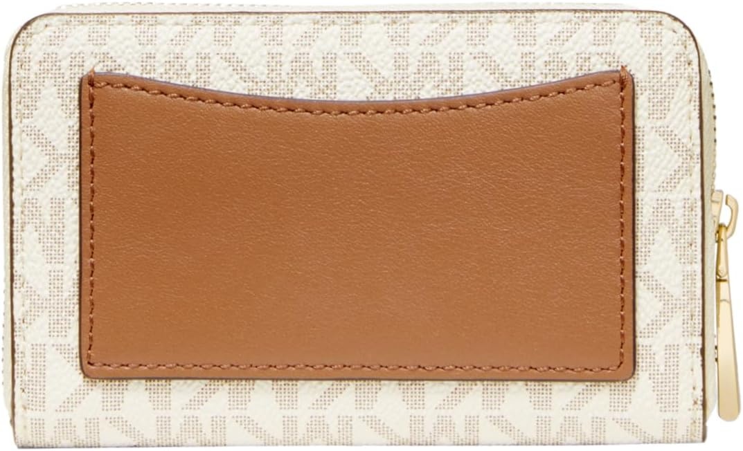 image:imageMichael Kors Jet Set Small Zip Around Card CaseGoldtone HardwareVanillaAcorn