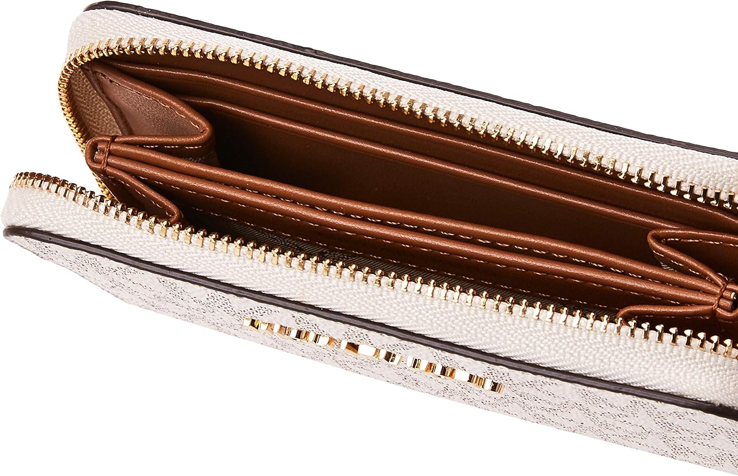 image:imageMichael Kors Jet Set Small Zip Around Card CaseGoldtone HardwareVanillaAcorn