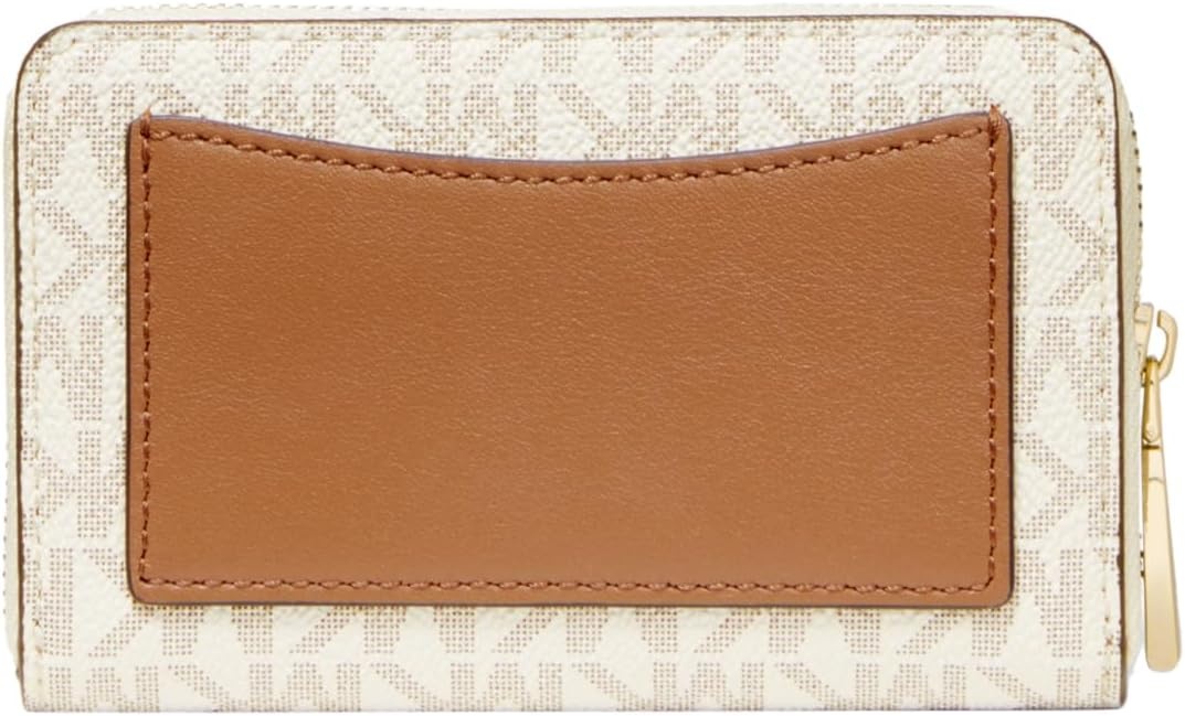 image:imageMichael Kors Jet Set Small Zip Around Card CaseGoldtone HardwareVanillaAcorn