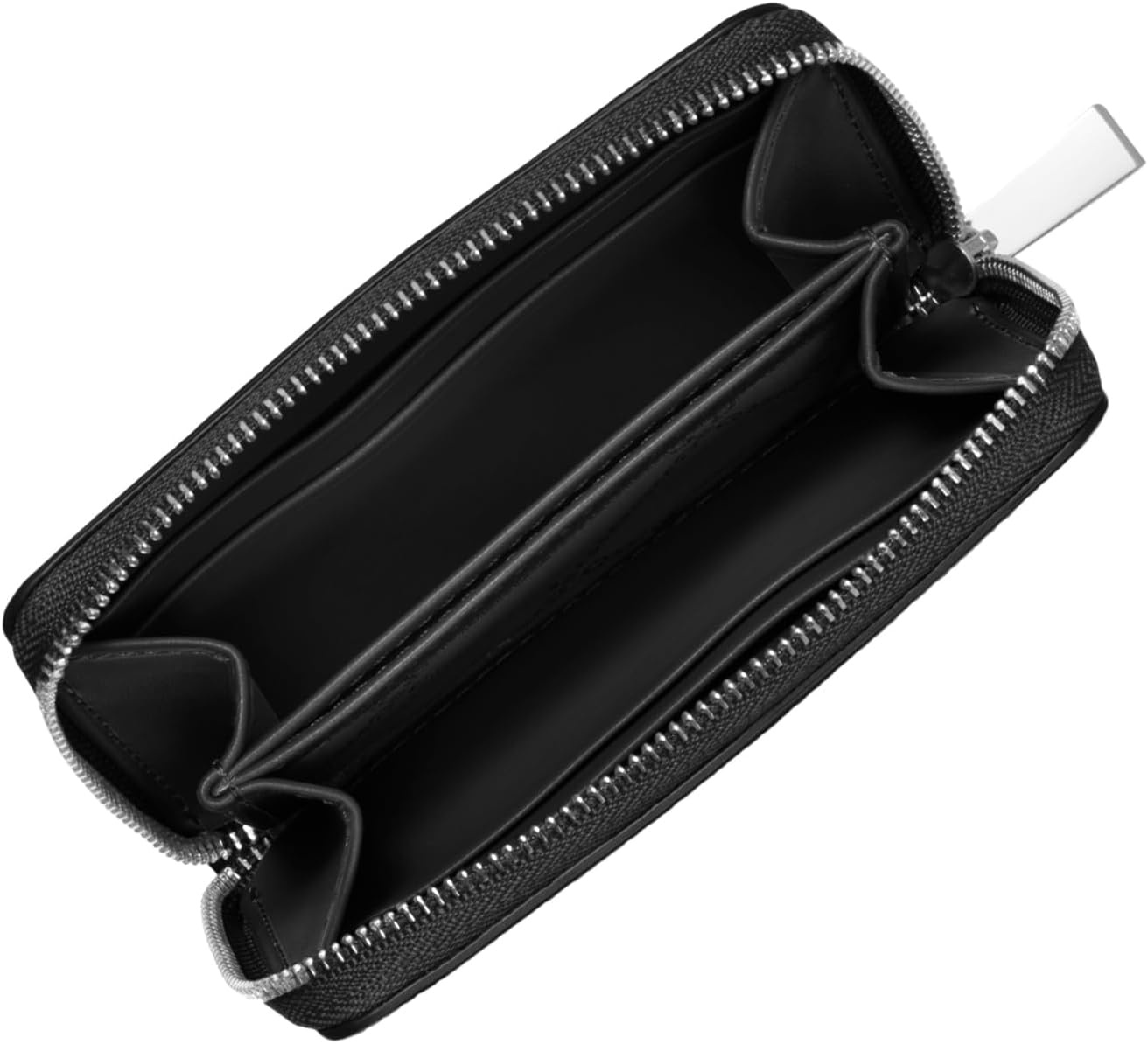 image:imageMichael Kors Jet Set Small Zip Around Card CaseSilverTone HardwareMercer Pebble LeatherBlack