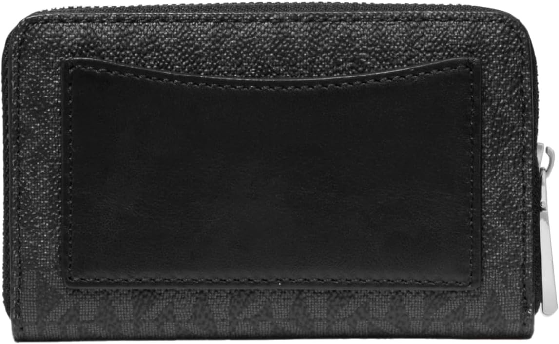 image:imageMichael Kors Jet Set Small Zip Around Card CaseSilverTone HardwareSignature Coated TwillBlack