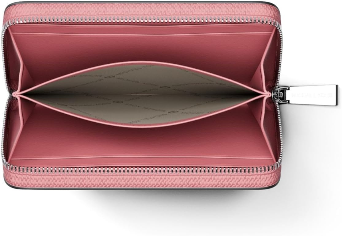 image:imageMichael Kors Jet Set Small Zip Around Card CaseSilvertone HardwareSignature Coated TwillRosewood