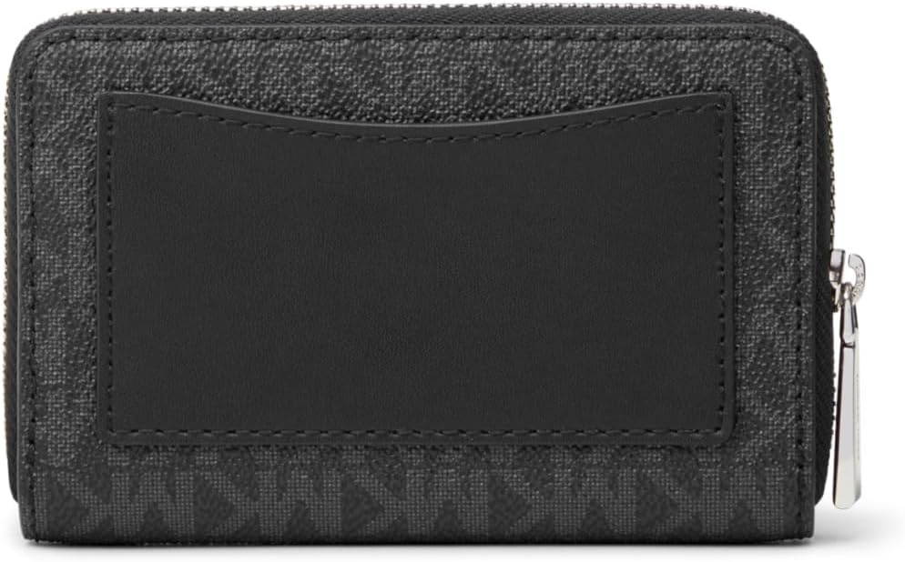 image:imageMichael Kors Jet Set Small Zip Around Card CaseSilvertone HardwareTonal Signature Coated TwillBlack