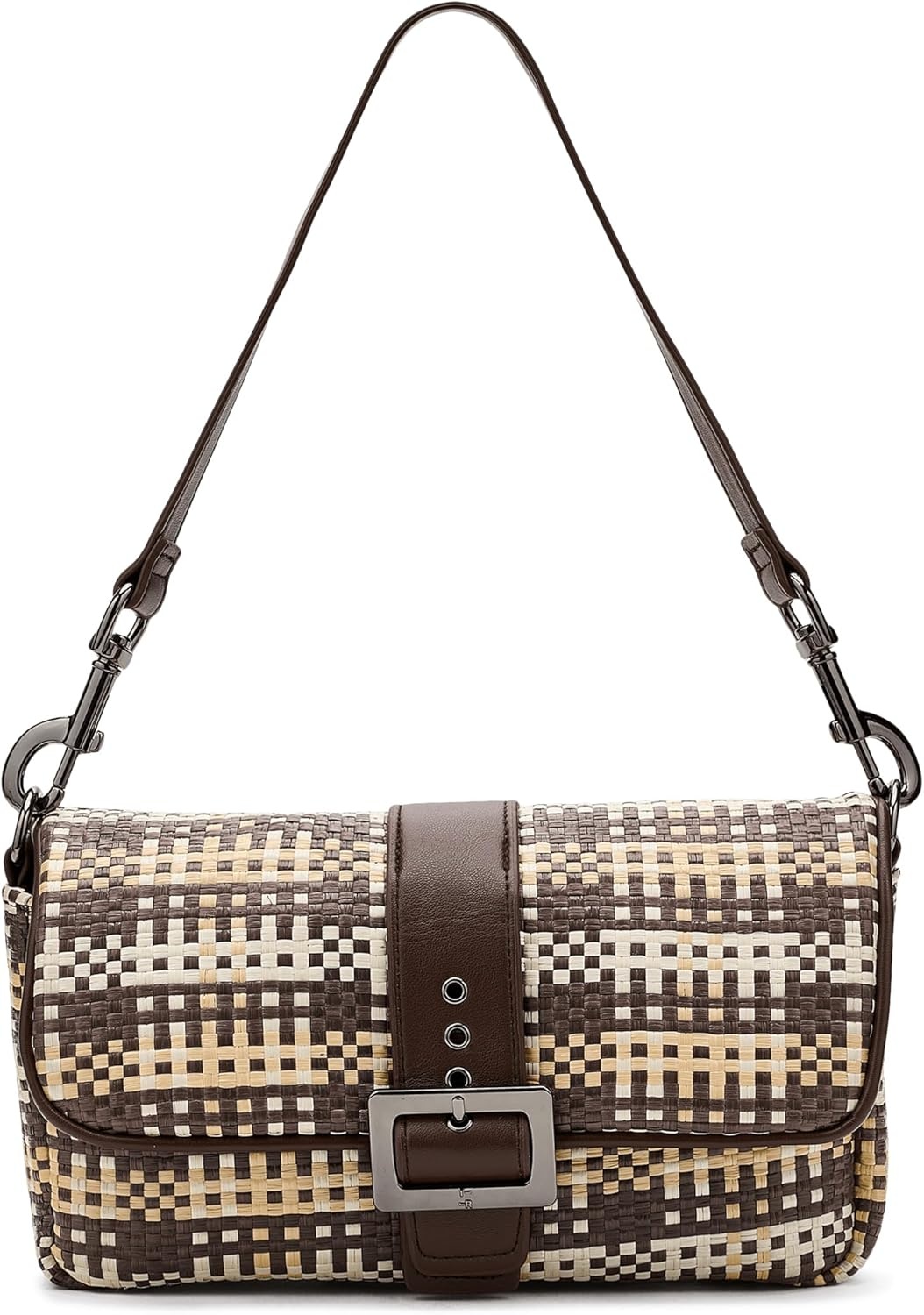 image:imageThink Royln SocialiteEspressoDune Plaid Raffia