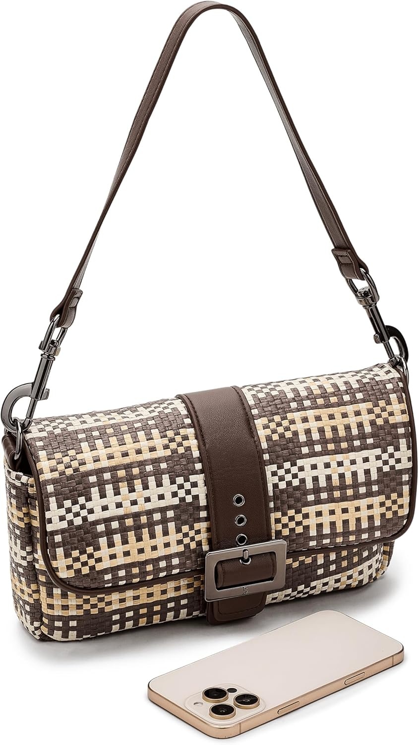 image:imageThink Royln SocialiteEspressoDune Plaid Raffia