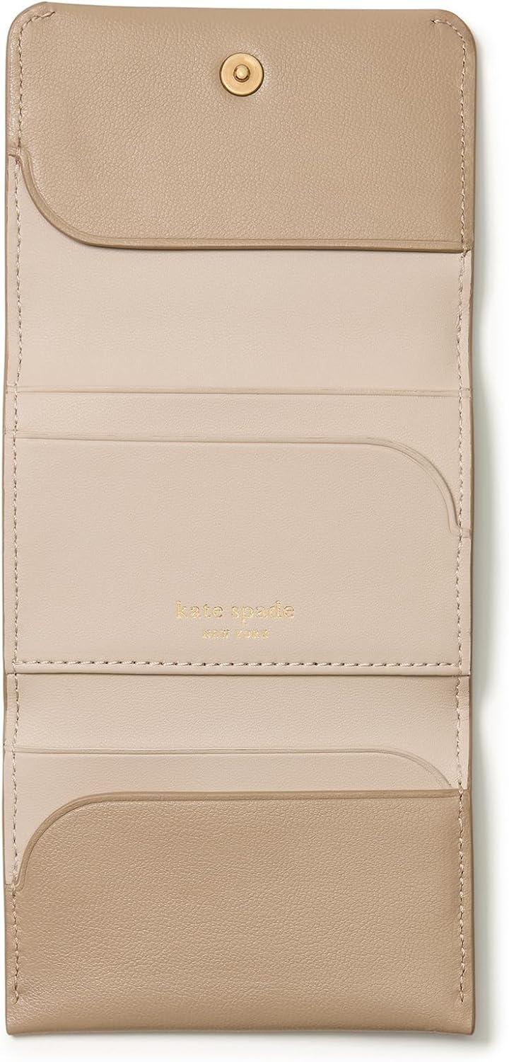 image:imagekate spade new york Halo Glazed Leather Card Case Trifold WalletTaupe