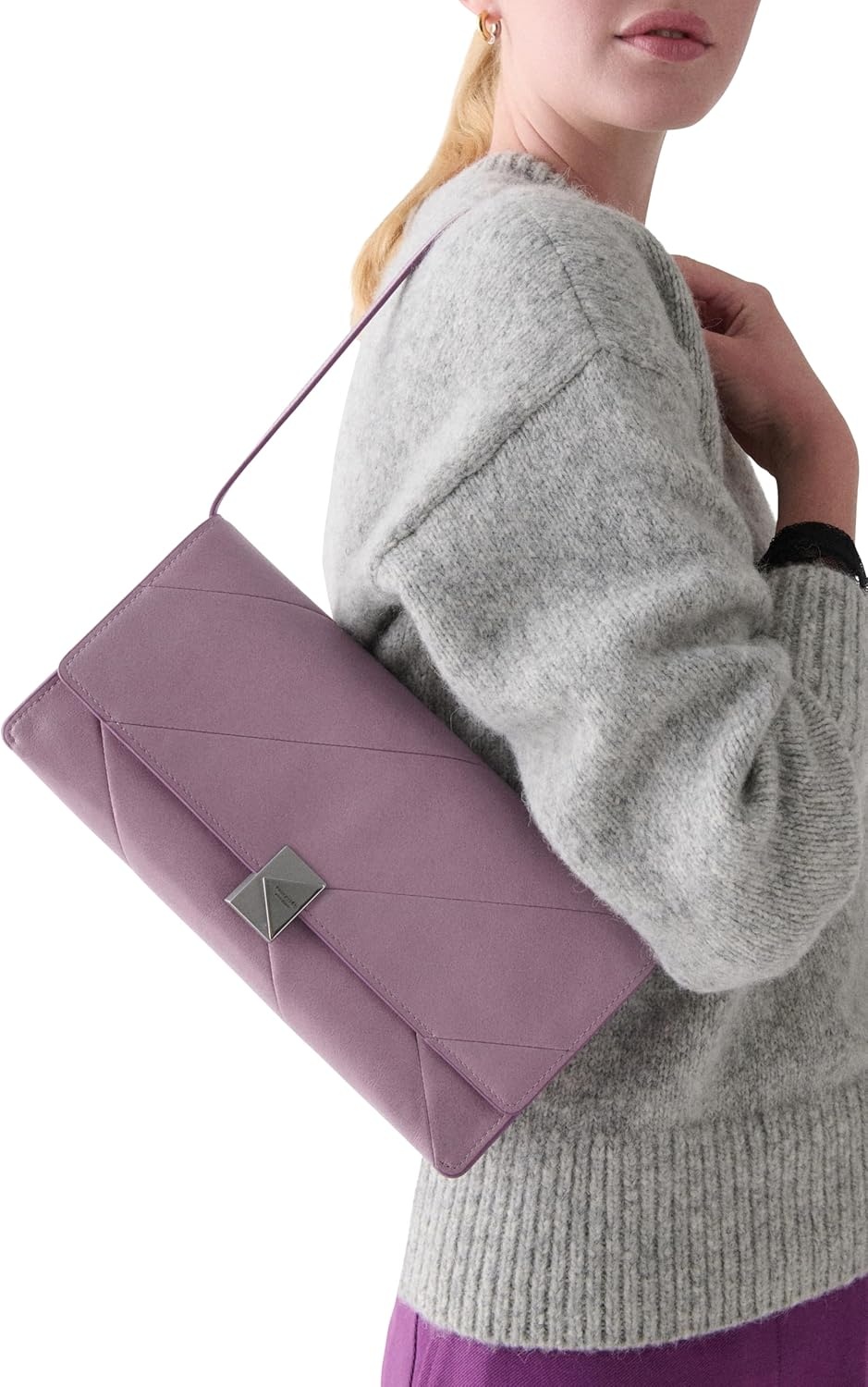 image:imagekate spade new york womens Deco Fine Grain Leather Soft ShoulderGlazed Market Purple