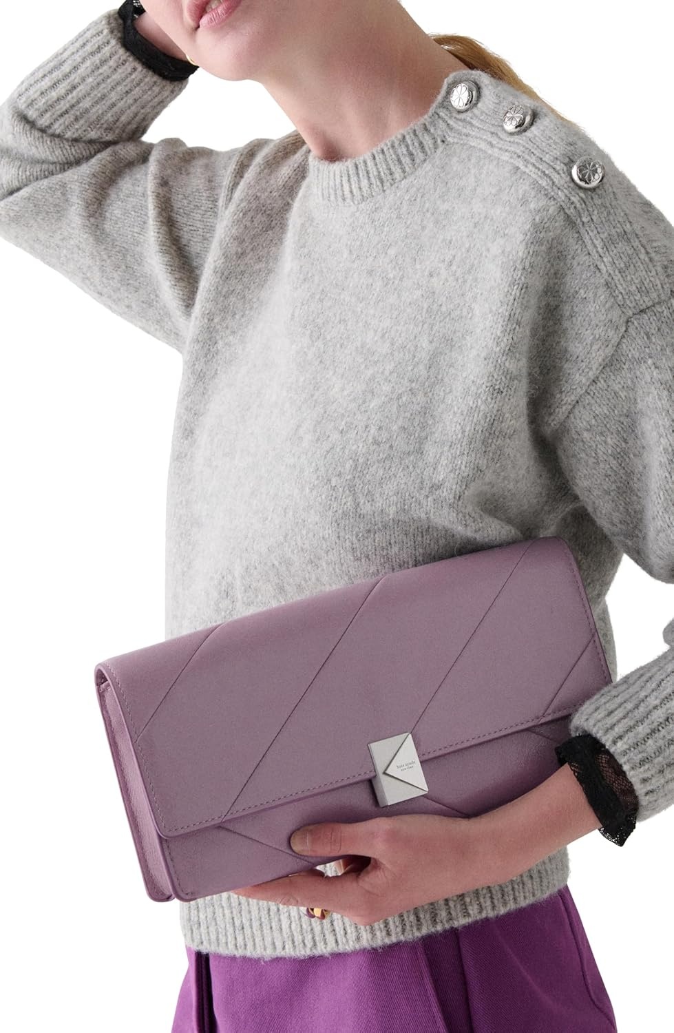 image:imagekate spade new york womens Deco Fine Grain Leather Soft ShoulderGlazed Market Purple