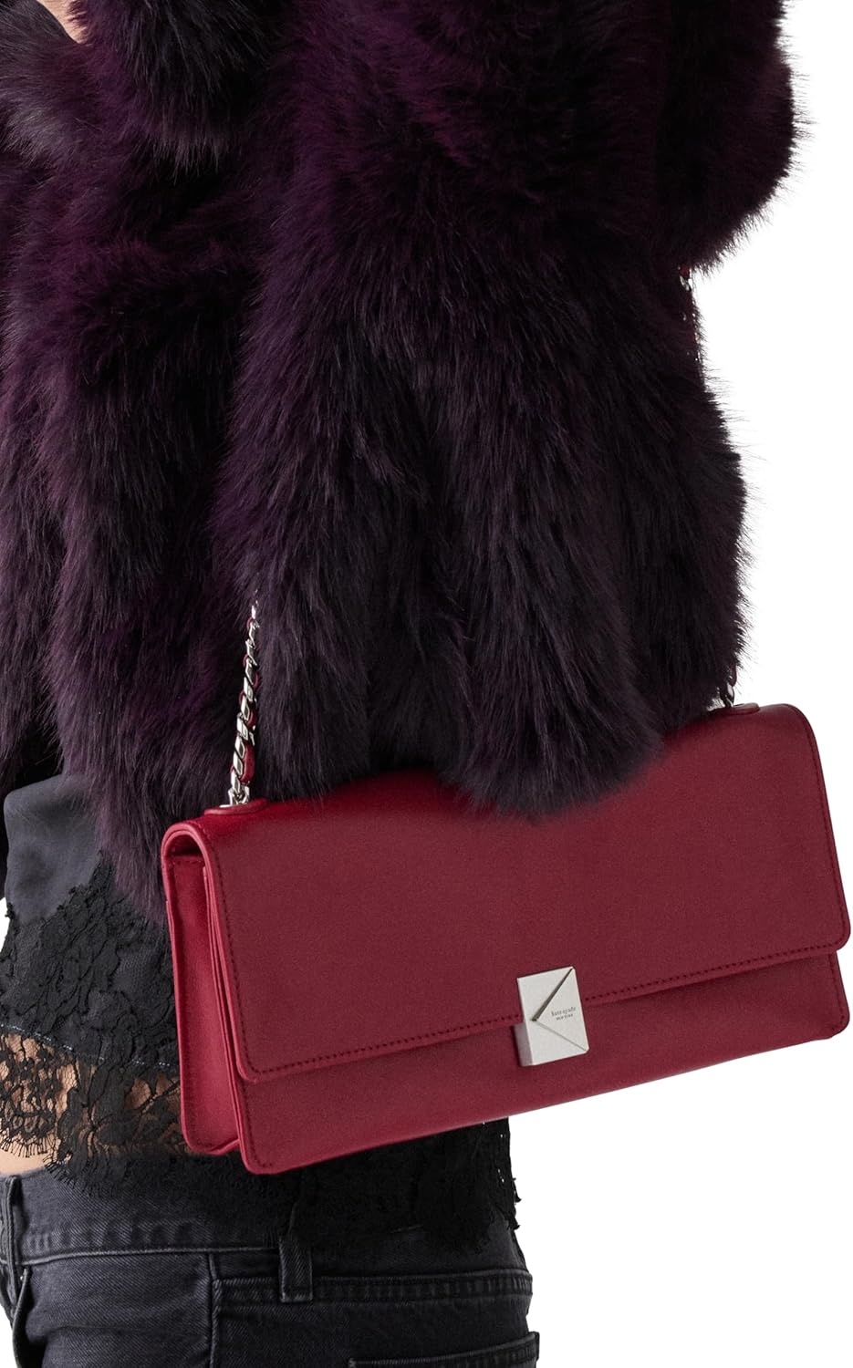 image:imagekate spade new york womens Deco Fine Grain Leather Soft ShoulderRed Jam