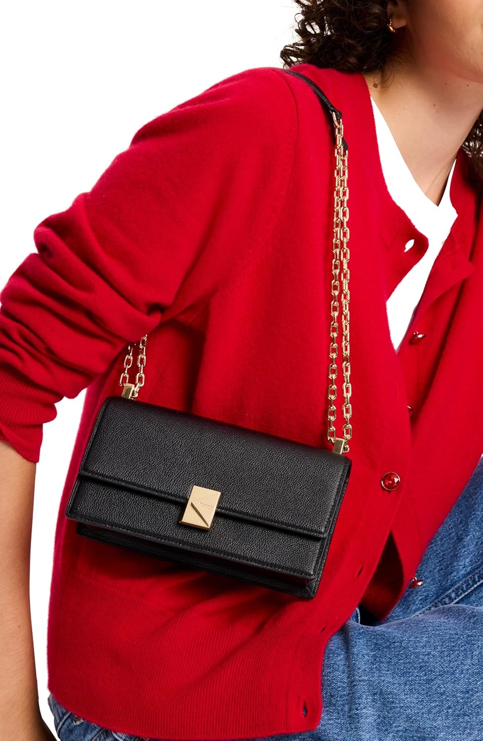 image:imagekate spade new york womens Deco Mini Leather Flap Chain CrossbodyBlack