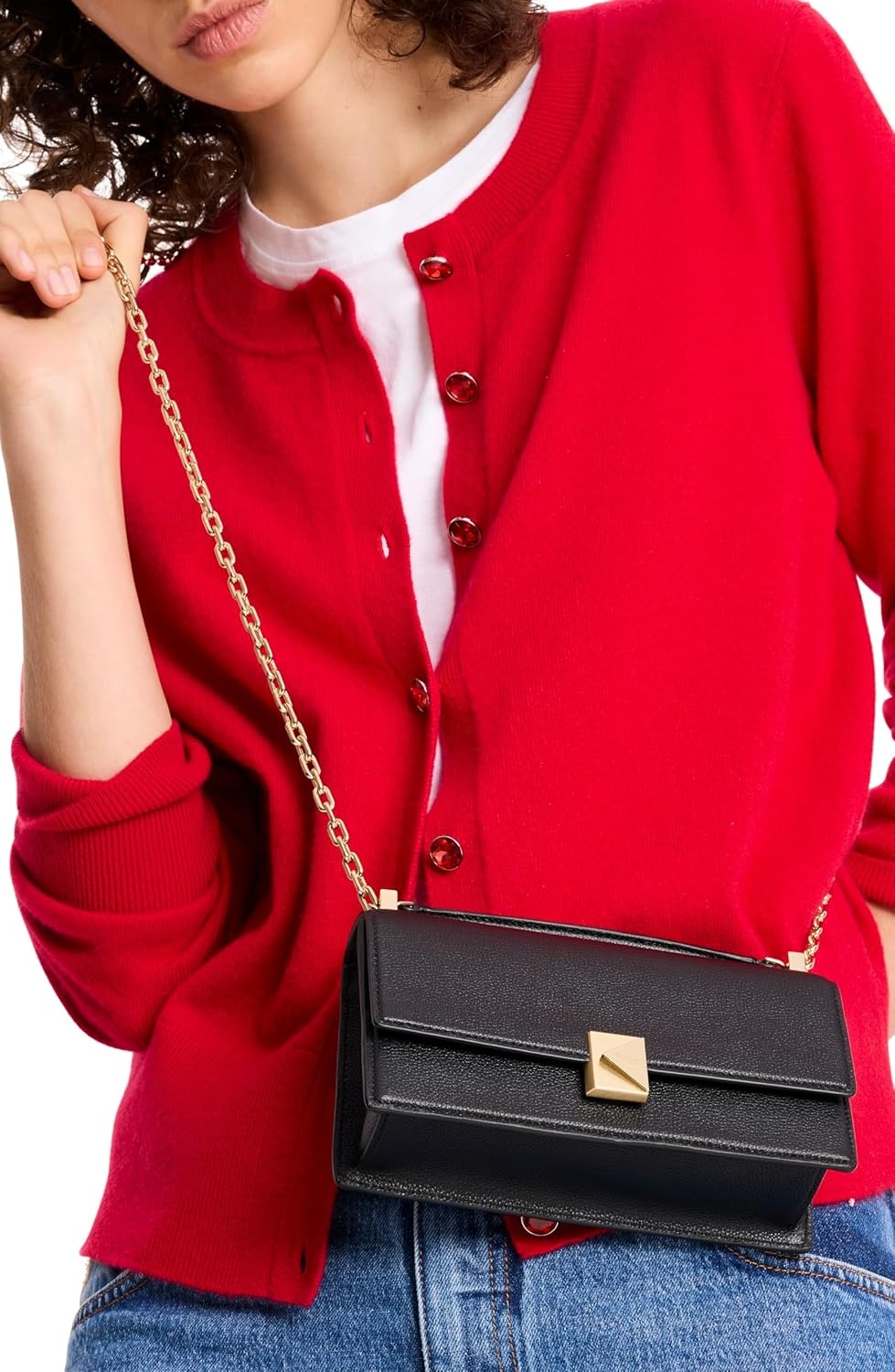 image:imagekate spade new york womens Deco Mini Leather Flap Chain CrossbodyBlack