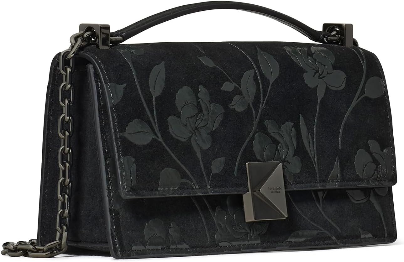 image:imagekate spade new york womens Deco Mini Leather Flap Chain CrossbodyBlack Suede