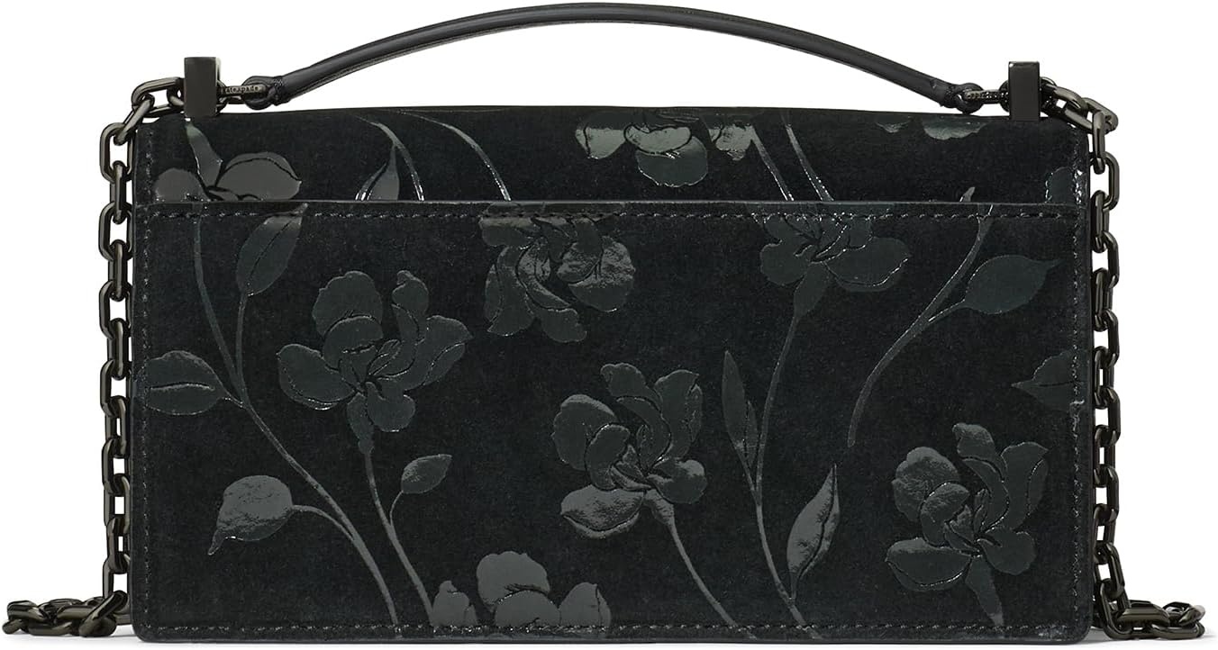 image:imagekate spade new york womens Deco Mini Leather Flap Chain CrossbodyBlack Suede