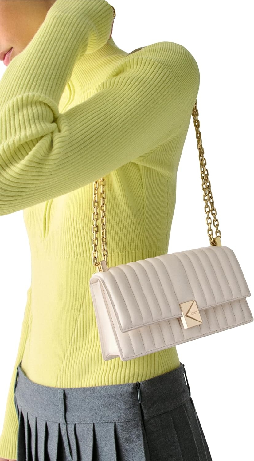 image:imagekate spade new york womens Deco Mini Leather Flap Chain CrossbodyCashew Milk