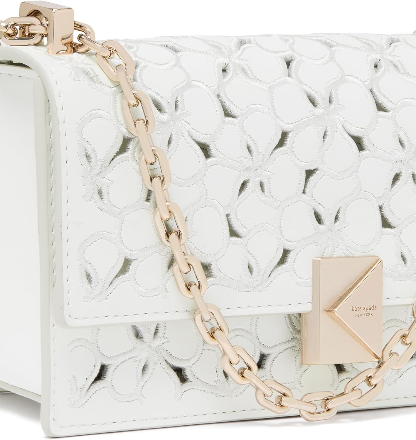 image:imagekate spade new york womens Deco Mini Leather Flap Chain CrossbodyEyelet True White