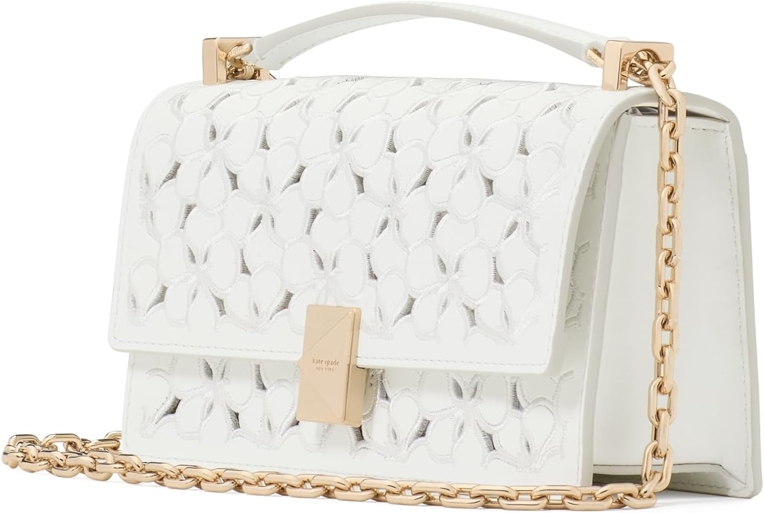 image:imagekate spade new york womens Deco Mini Leather Flap Chain CrossbodyEyelet True White