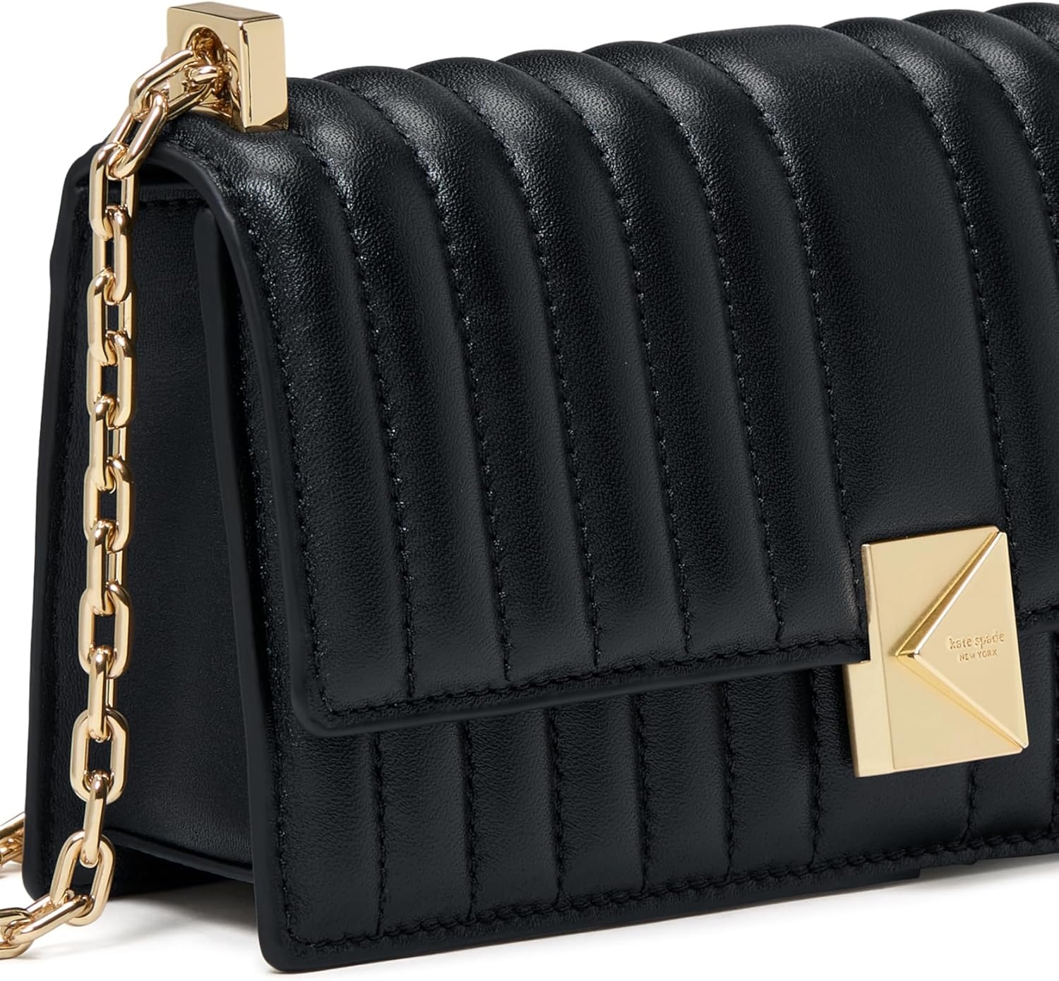 image:imagekate spade new york womens Deco Mini Leather Flap Chain CrossbodyQuilted Black