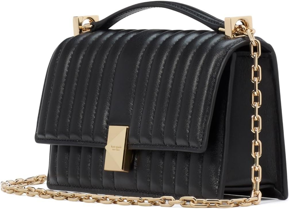 image:imagekate spade new york womens Deco Mini Leather Flap Chain CrossbodyQuilted Black