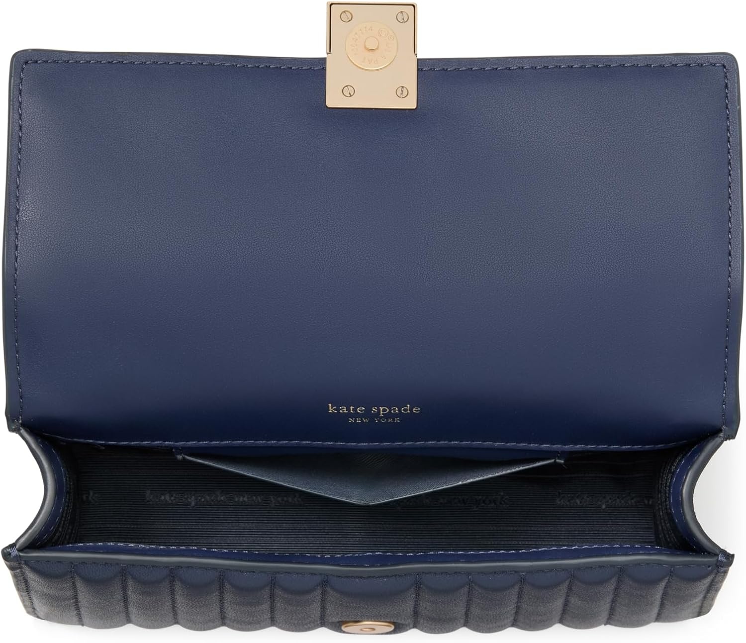 image:imagekate spade new york womens Deco Mini Leather Flap Chain CrossbodyQuilted Parisian Navy