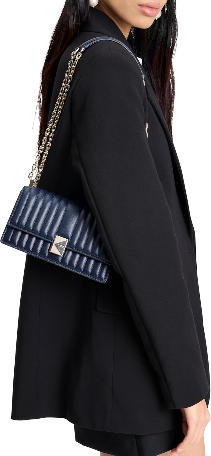 image:imagekate spade new york womens Deco Mini Leather Flap Chain CrossbodyQuilted Parisian Navy