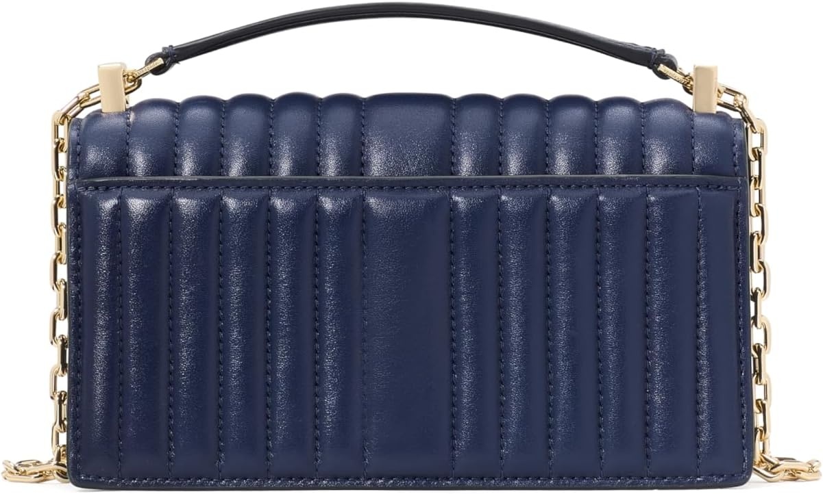image:imagekate spade new york womens Deco Mini Leather Flap Chain CrossbodyQuilted Parisian Navy