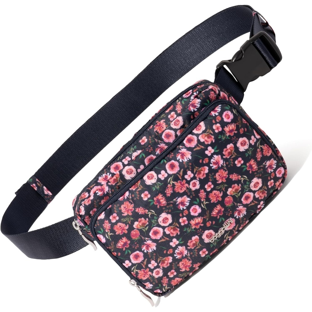 image:imageBaggallini Modern Belt Bag 5x8 Travel Fanny Pack Sling Bag Waistpack wRFID Card Holder Waterresistant Crossbody BagAutumn Peony