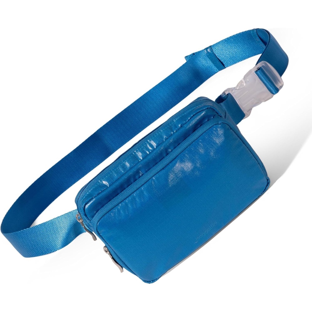 image:imageBaggallini Modern Belt Bag 5x8 Travel Fanny Pack Sling Bag Waistpack wRFID Card Holder Waterresistant Crossbody BagCerulean Gloss Ripstop