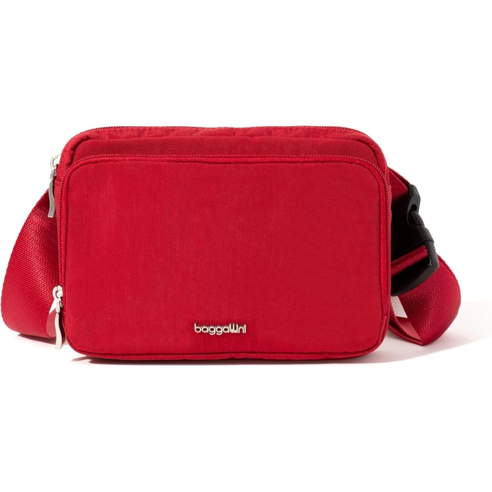 image:imageBaggallini Modern Belt Bag 5x8 Travel Fanny Pack Sling Bag Waistpack wRFID Card Holder Waterresistant Crossbody BagCrimson Red