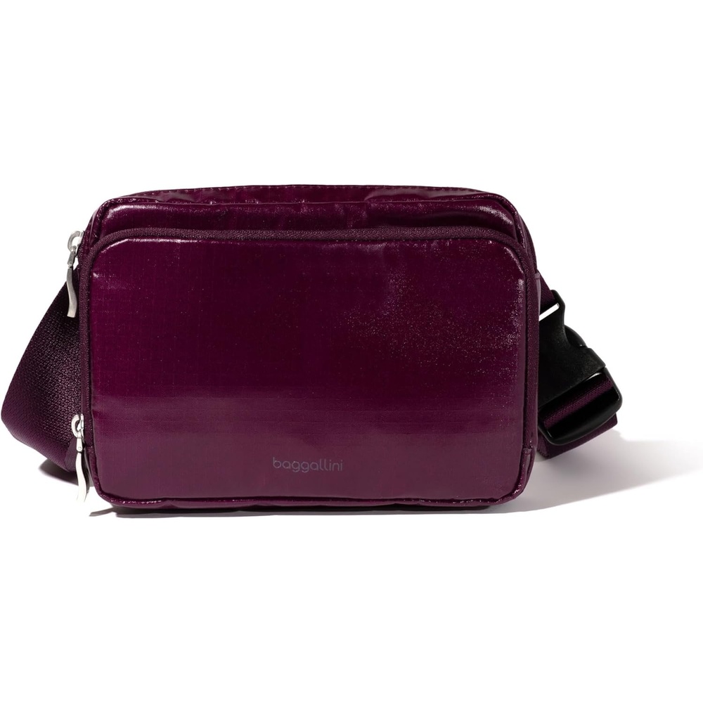 image:imageBaggallini Modern Belt Bag 5x8 Travel Fanny Pack Sling Bag Waistpack wRFID Card Holder Waterresistant Crossbody BagMulberry Gloss Ripstop
