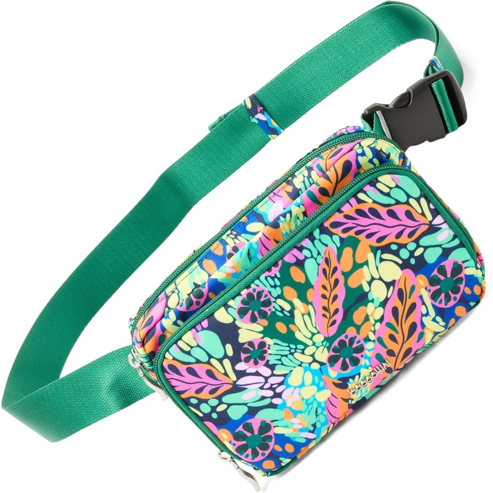 image:imageBaggallini Modern Belt Bag 5x8 Travel Fanny Pack Sling Bag Waistpack wRFID Card Holder Waterresistant Crossbody BagParadise Print