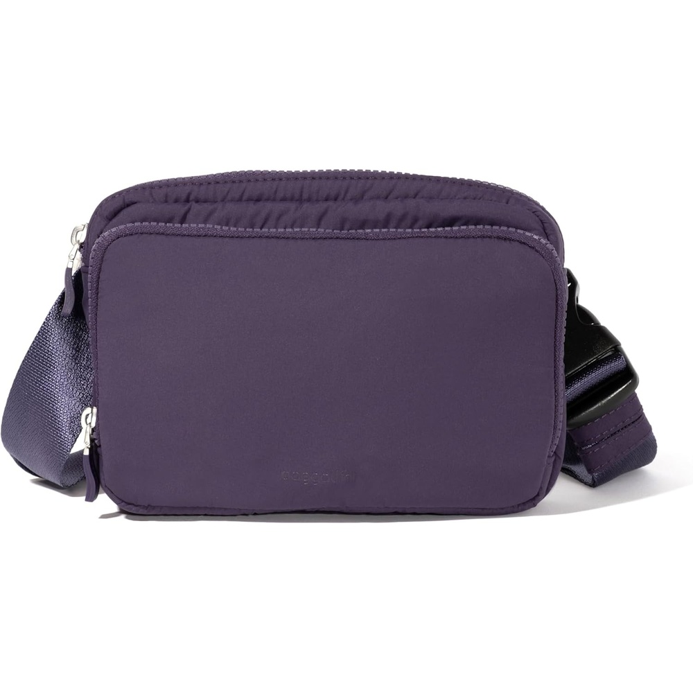 image:imageBaggallini Modern Belt Bag 5x8 Travel Fanny Pack Sling Bag Waistpack wRFID Card Holder Waterresistant Crossbody BagPlum Twilight Puff