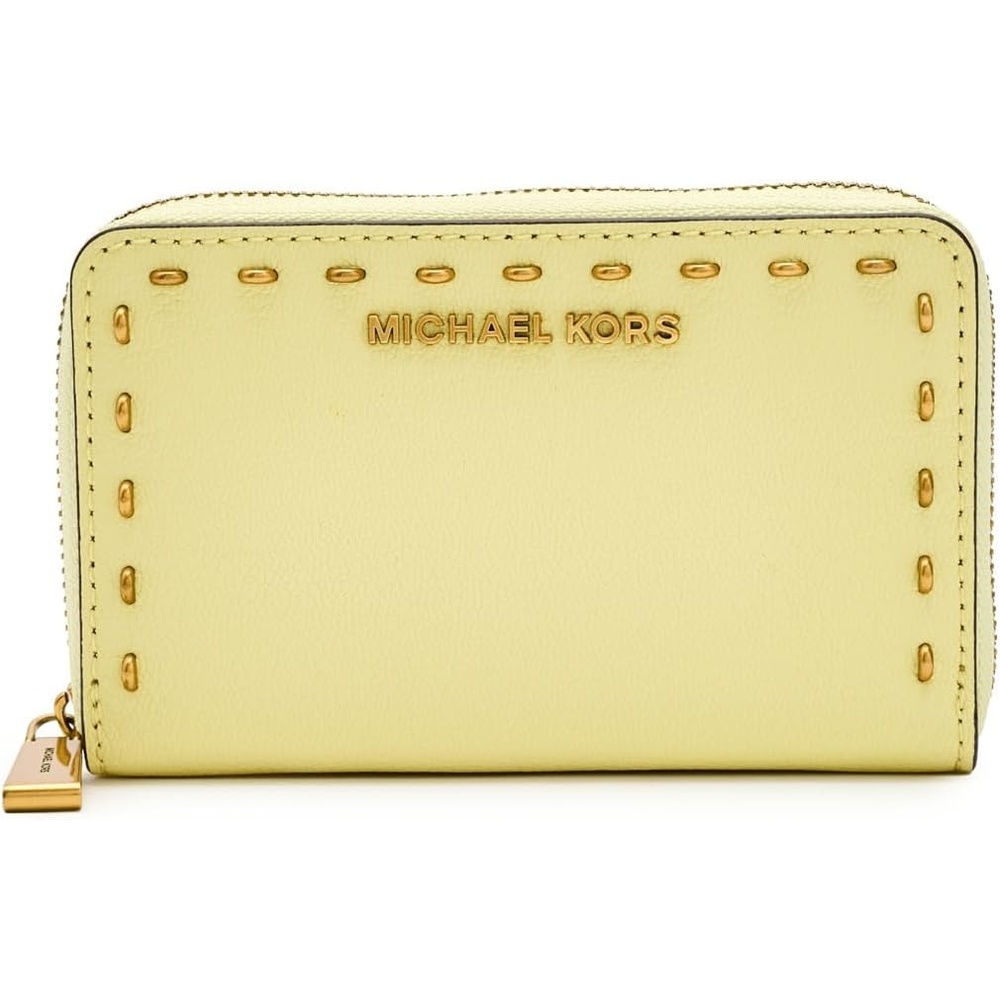 image:imageMichael Kors Jet Set Small Zip Around Card CaseGoldTone HardwareLeatherLemon