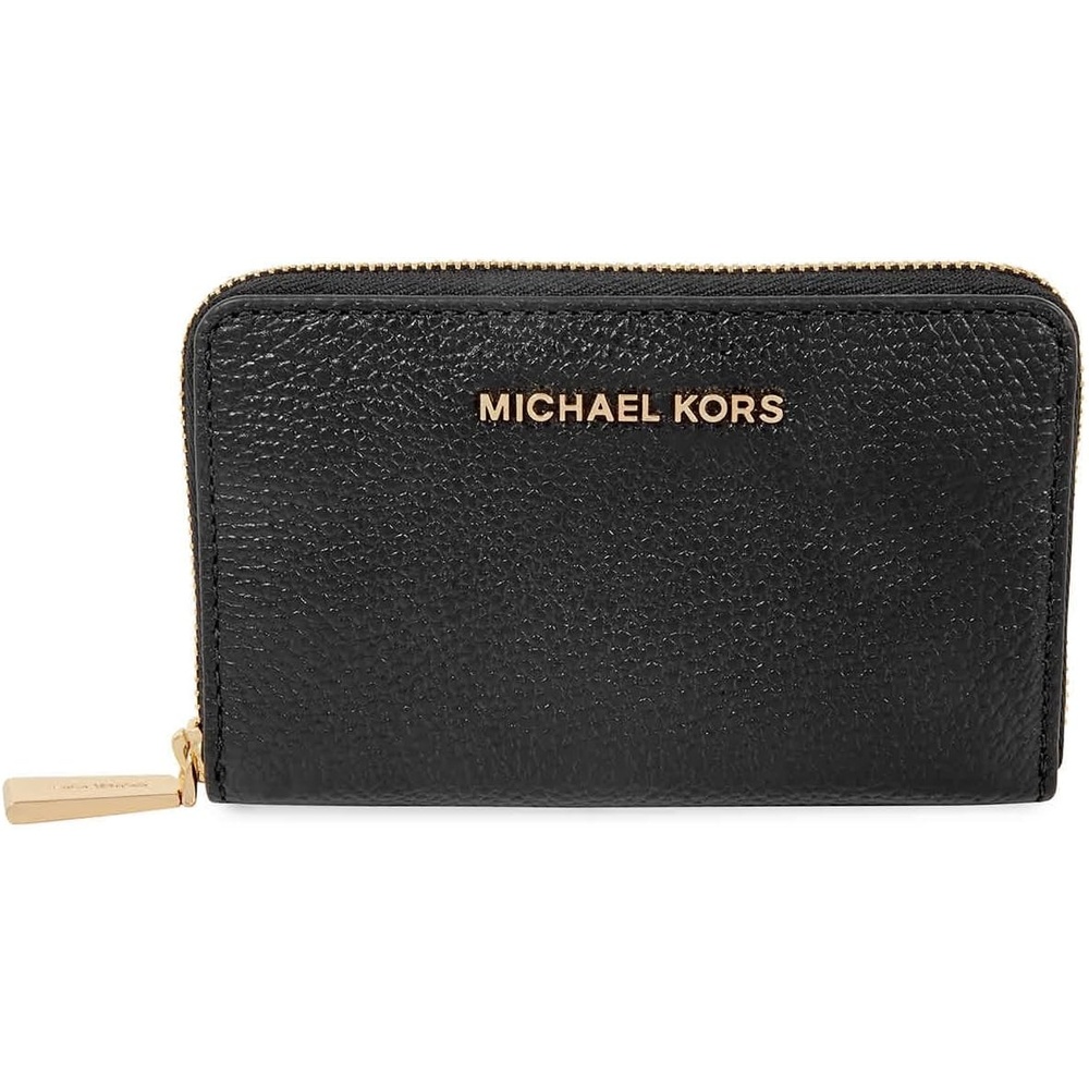 image:imageMichael Kors Jet Set Small Zip Around Card CaseGoldtone HardwareBlack