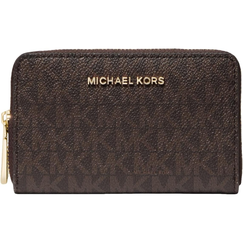 image:imageMichael Kors Jet Set Small Zip Around Card CaseGoldtone HardwareBrownAcorn