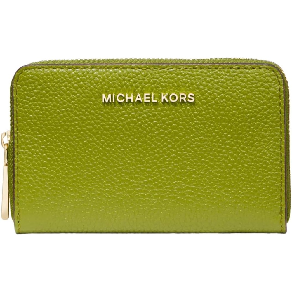 image:imageMichael Kors Jet Set Small Zip Around Card CaseGoldtone HardwareMercer Pebble LeatherMeadow Green