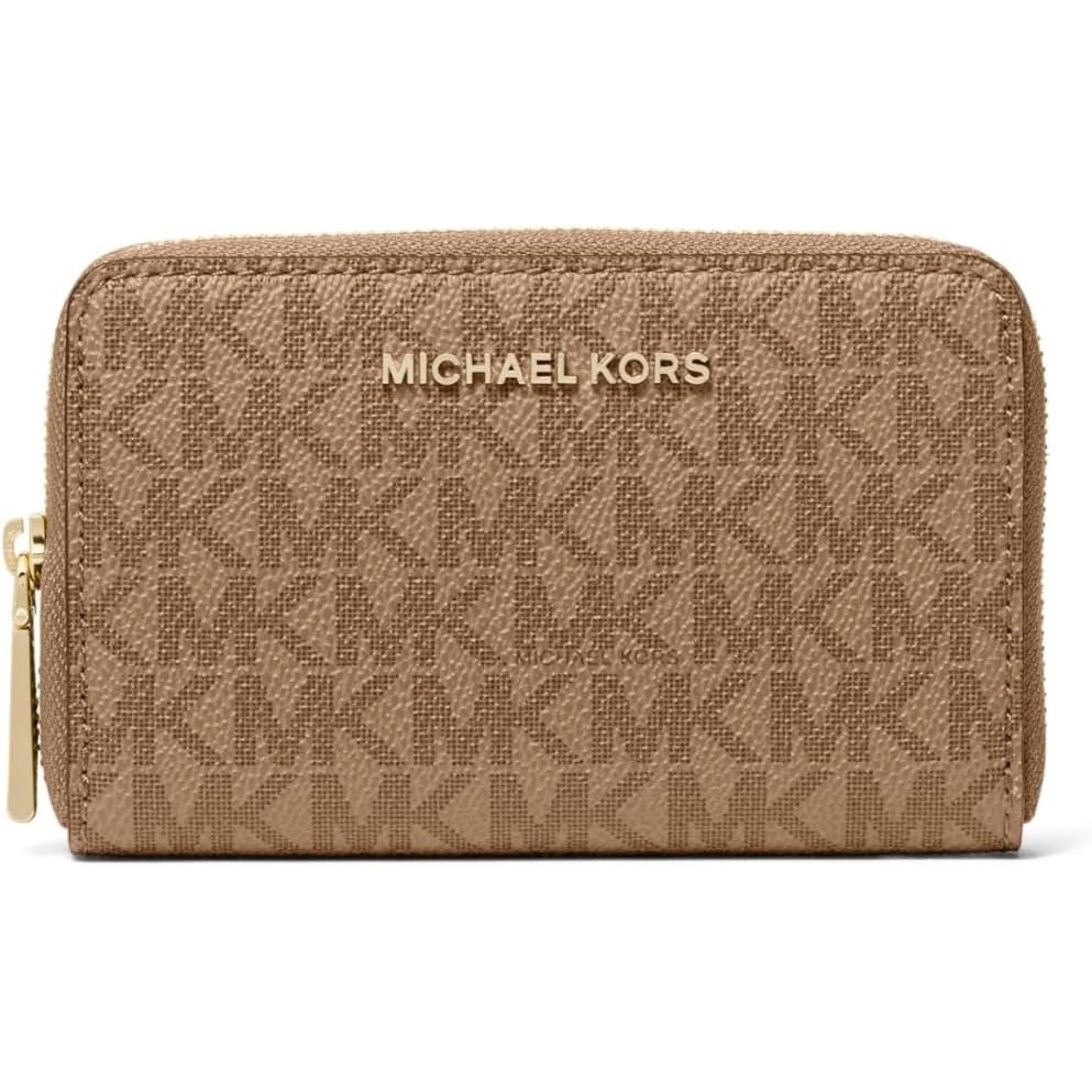 image:imageMichael Kors Jet Set Small Zip Around Card CaseGoldtone HardwareMk Signature Coated TwillHusk