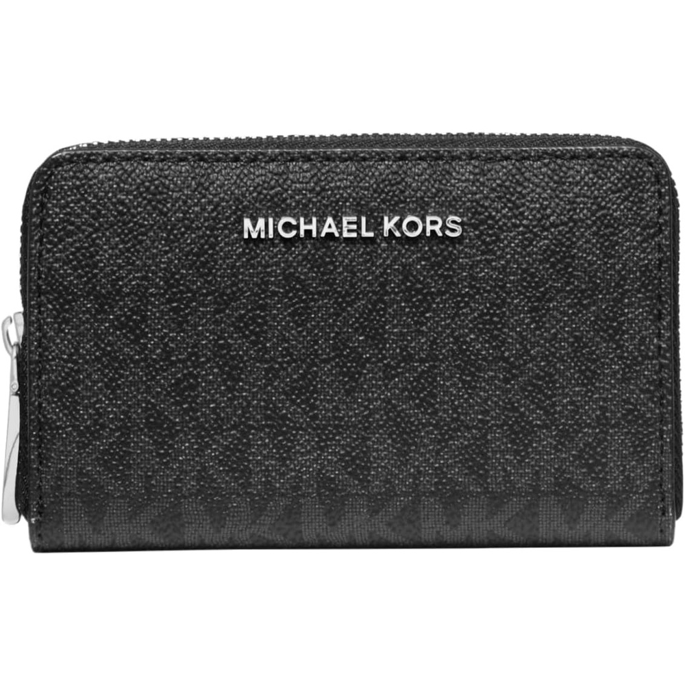 image:imageMichael Kors Jet Set Small Zip Around Card CaseSilverTone HardwareSignature Coated TwillBlack