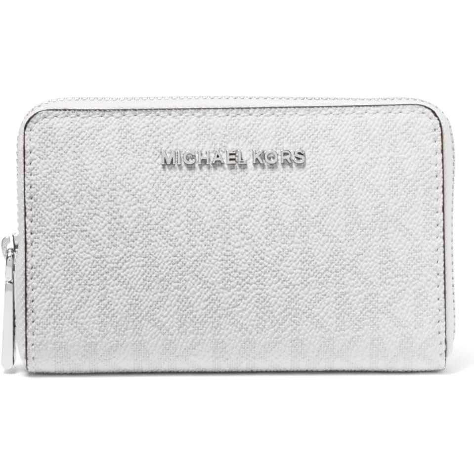 image:imageMichael Kors Jet Set Small Zip Around Card CaseSilvertone HardwareSignature Coated TwillOptic WhiteAllum