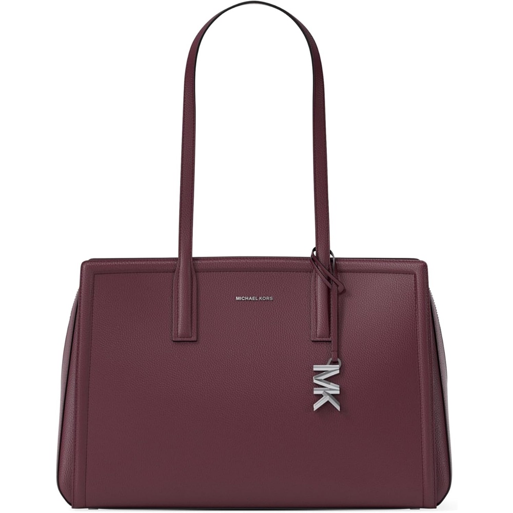image:imageMichael Kors Womens Laila Medium Tote BagSilvertone HardwareEmbossed Goat LeatherOxblood