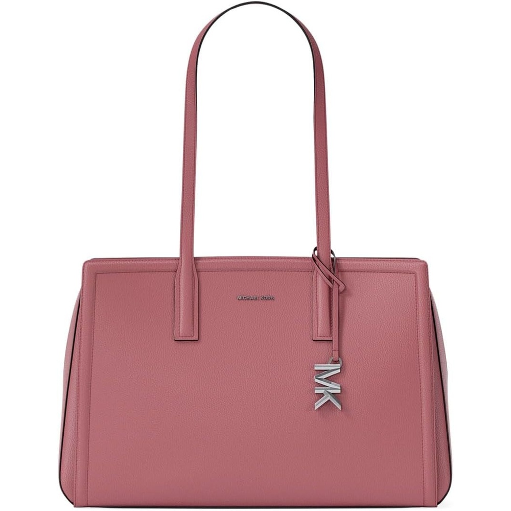 image:imageMichael Kors Womens Laila Medium Tote BagSilvertone HardwareEmbossed Goat LeatherRosewood