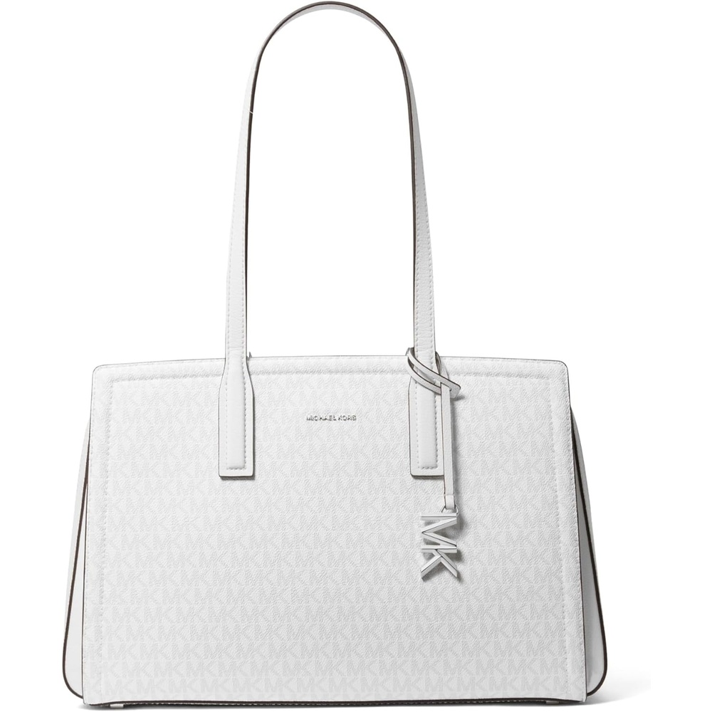 image:imageMichael Kors Womens Laila Medium Tote BagSilvertone HardwareSignature Coated TwillOptic WhiteAllum