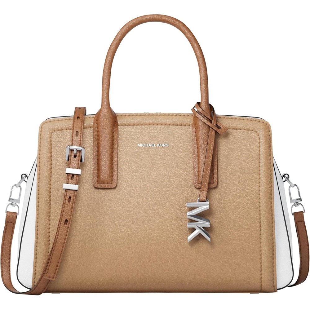 image:imageMichael Kors Womens Laila Small SatchelSilvertone HardwareLeatherPeanut Multi
