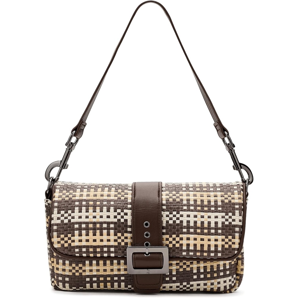 image:imageThink Royln SocialiteEspressoDune Plaid Raffia