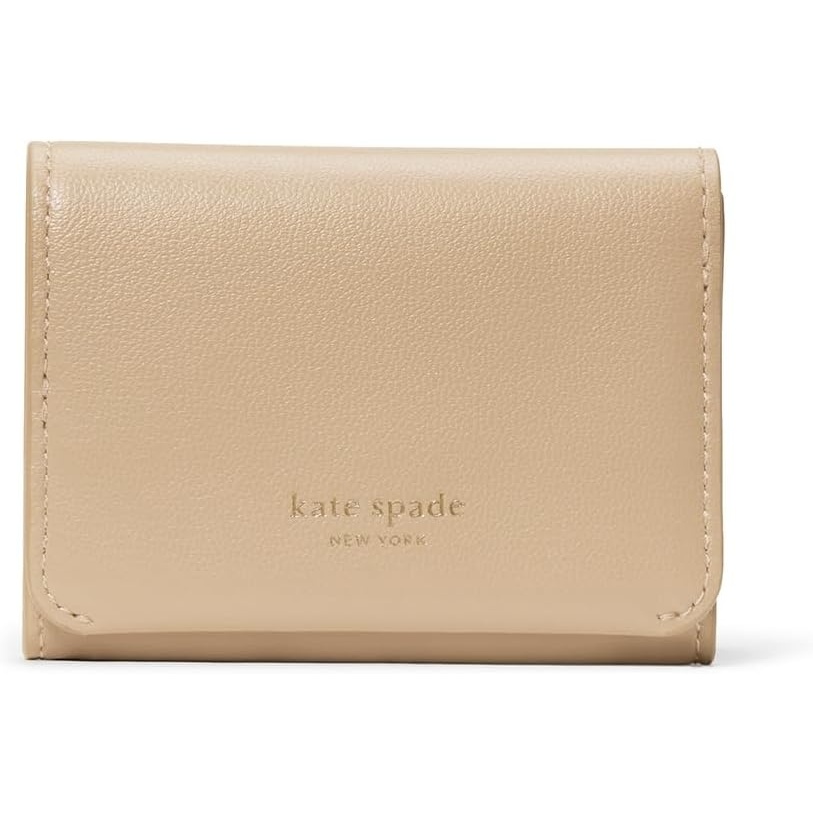 image:imagekate spade new york Halo Glazed Leather Card Case Trifold WalletTaupe